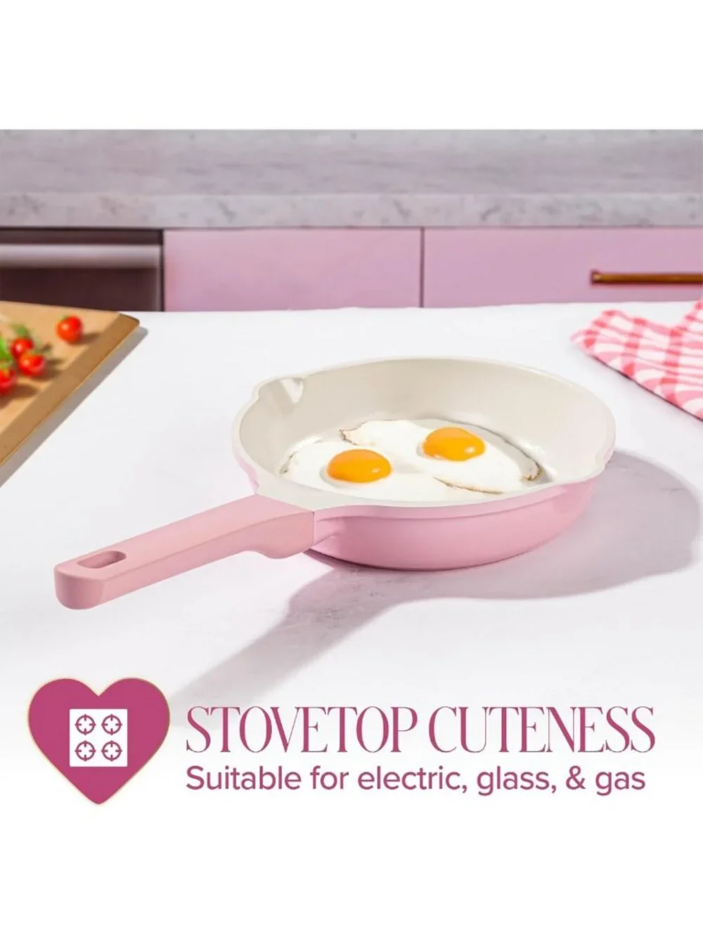 Nonstick 8-Inch Fry Pan - Ceramic Cast Aluminum, Fast Heating, Easy Pour Spouts